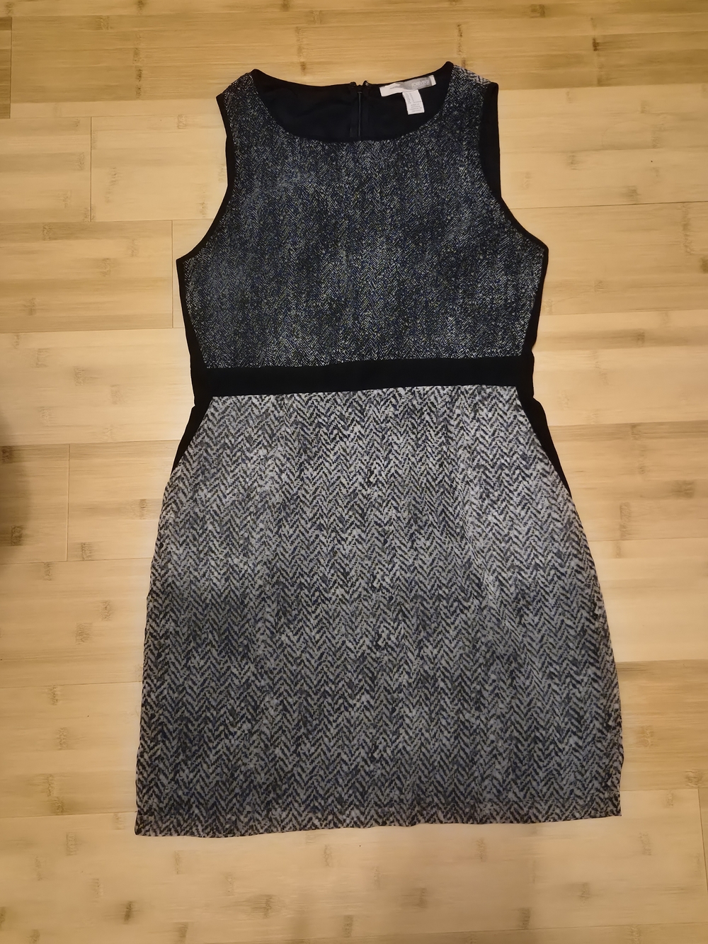 ​Forever 21 Contemporary Herringbone Sleeveless Shift Dress Medium Black Gray